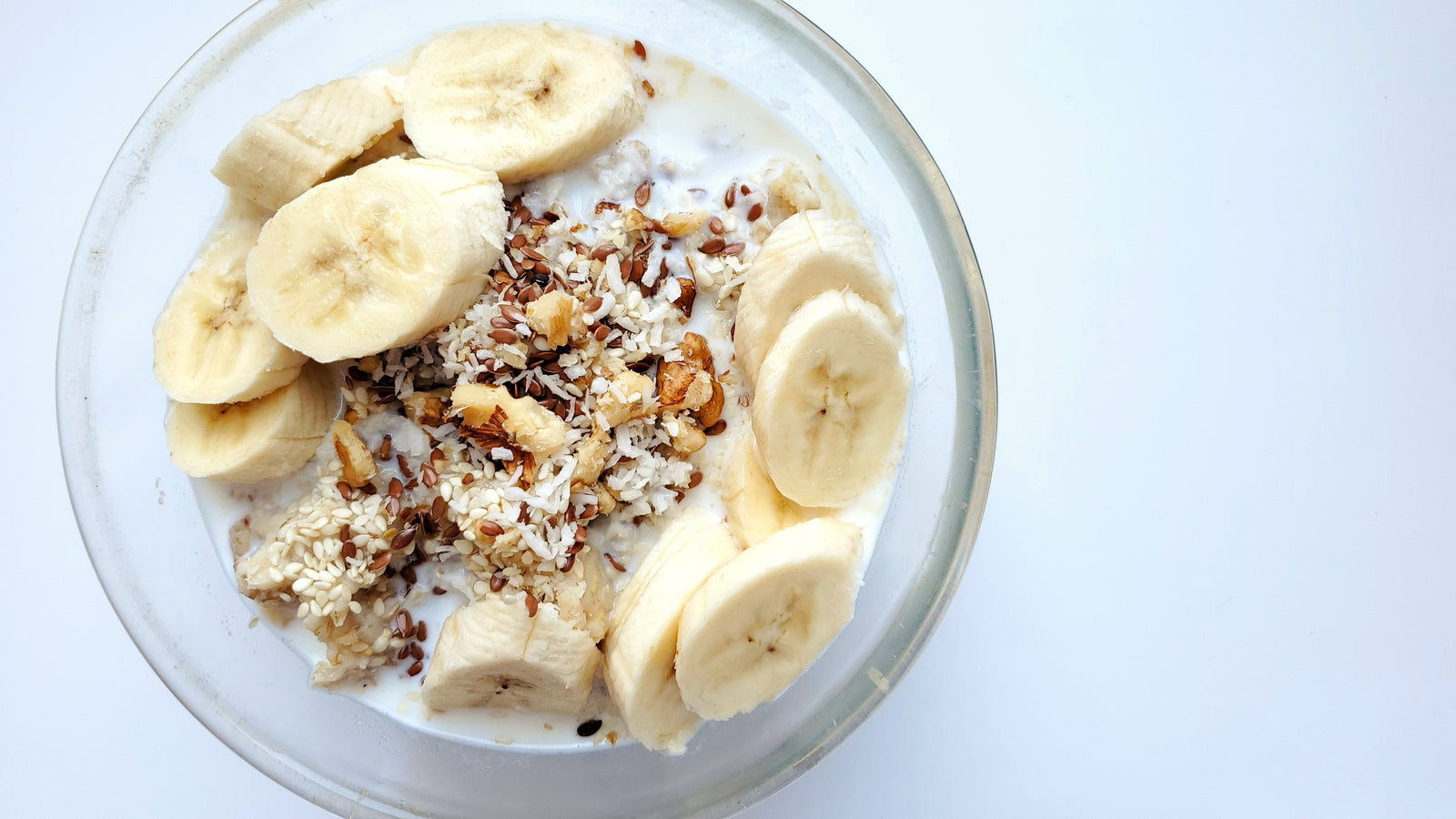 Almond Butter Banana Oatmeal with Hazelnuts & Flax