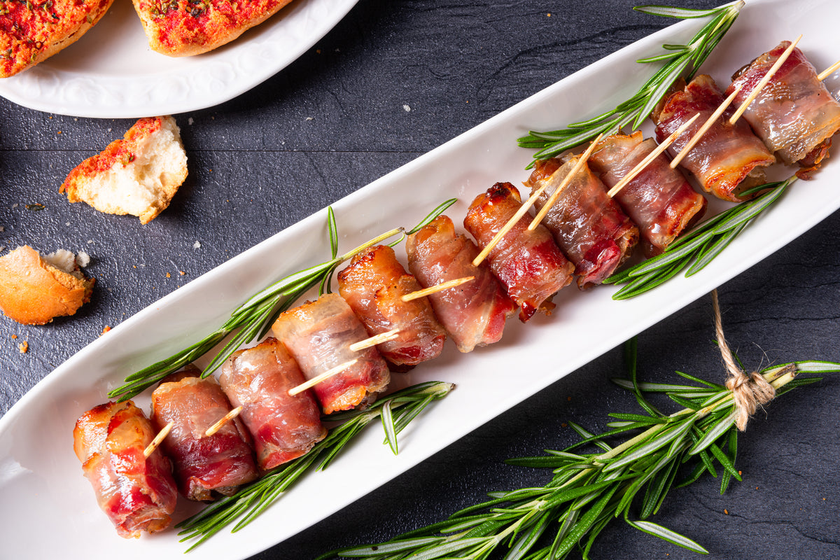 Prosciutto Wrapped Almond Butter & Chèvre Dates