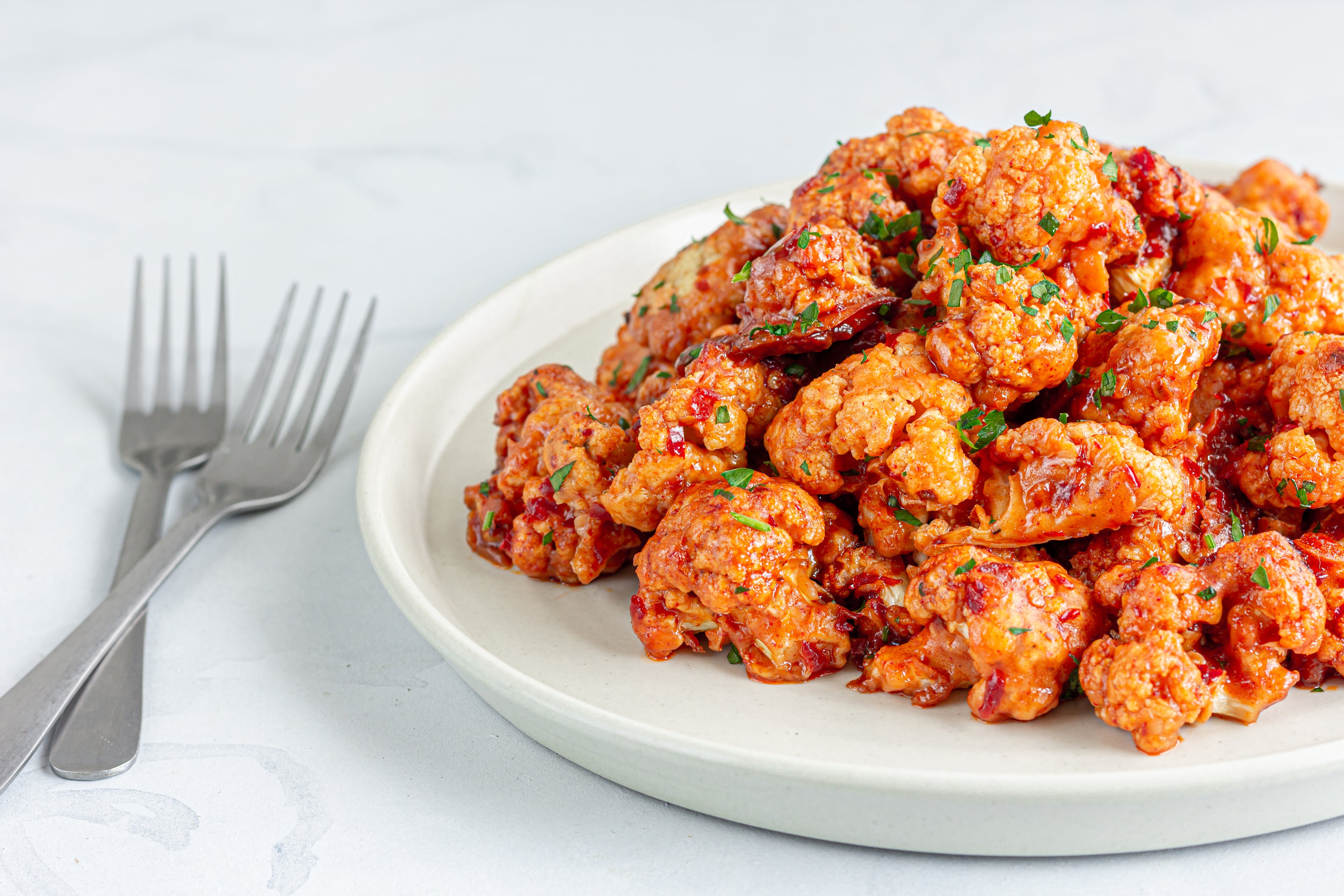 Almond Meal Crusted Buffalo Cauliflower Bites