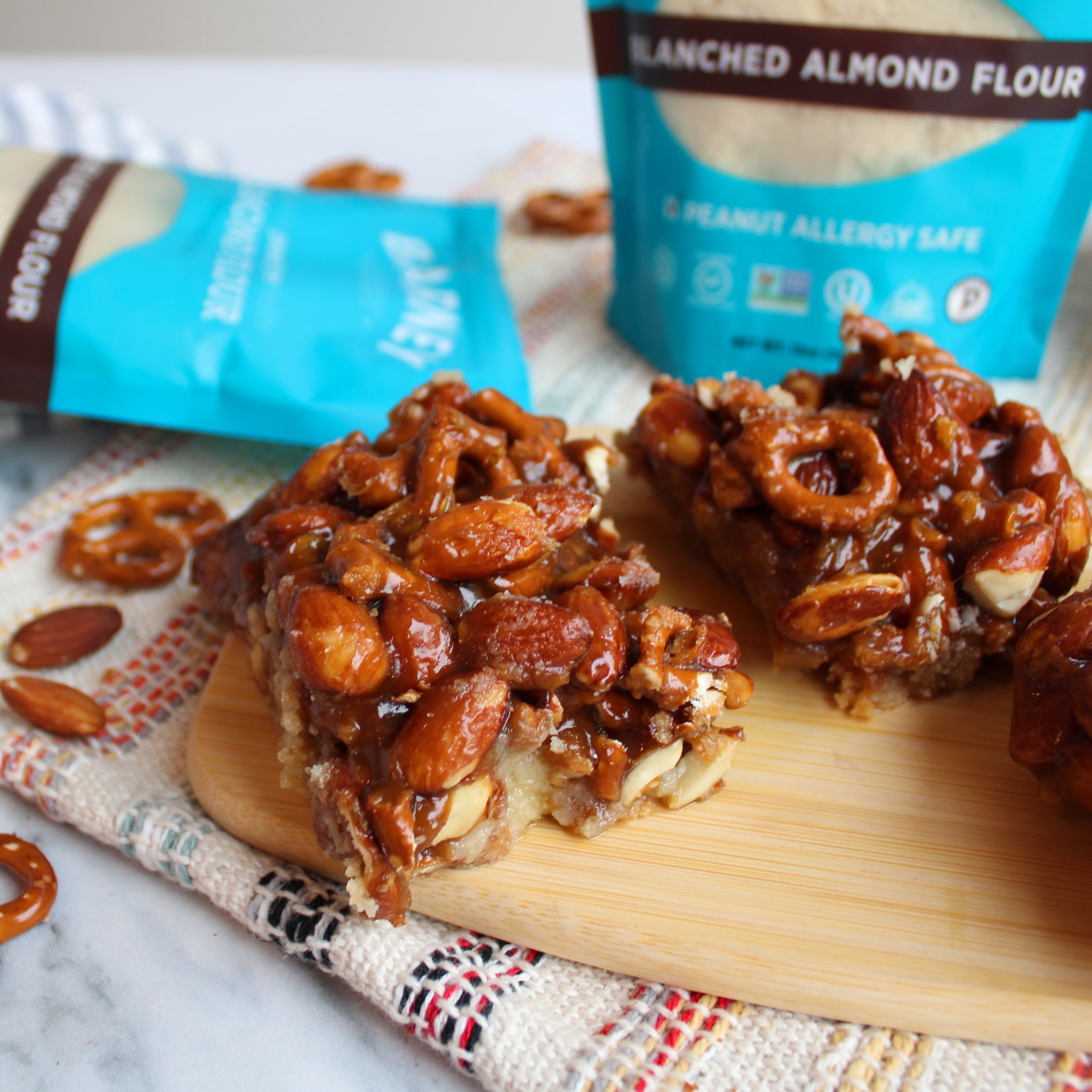 Caramel Almond Pretzel Bars