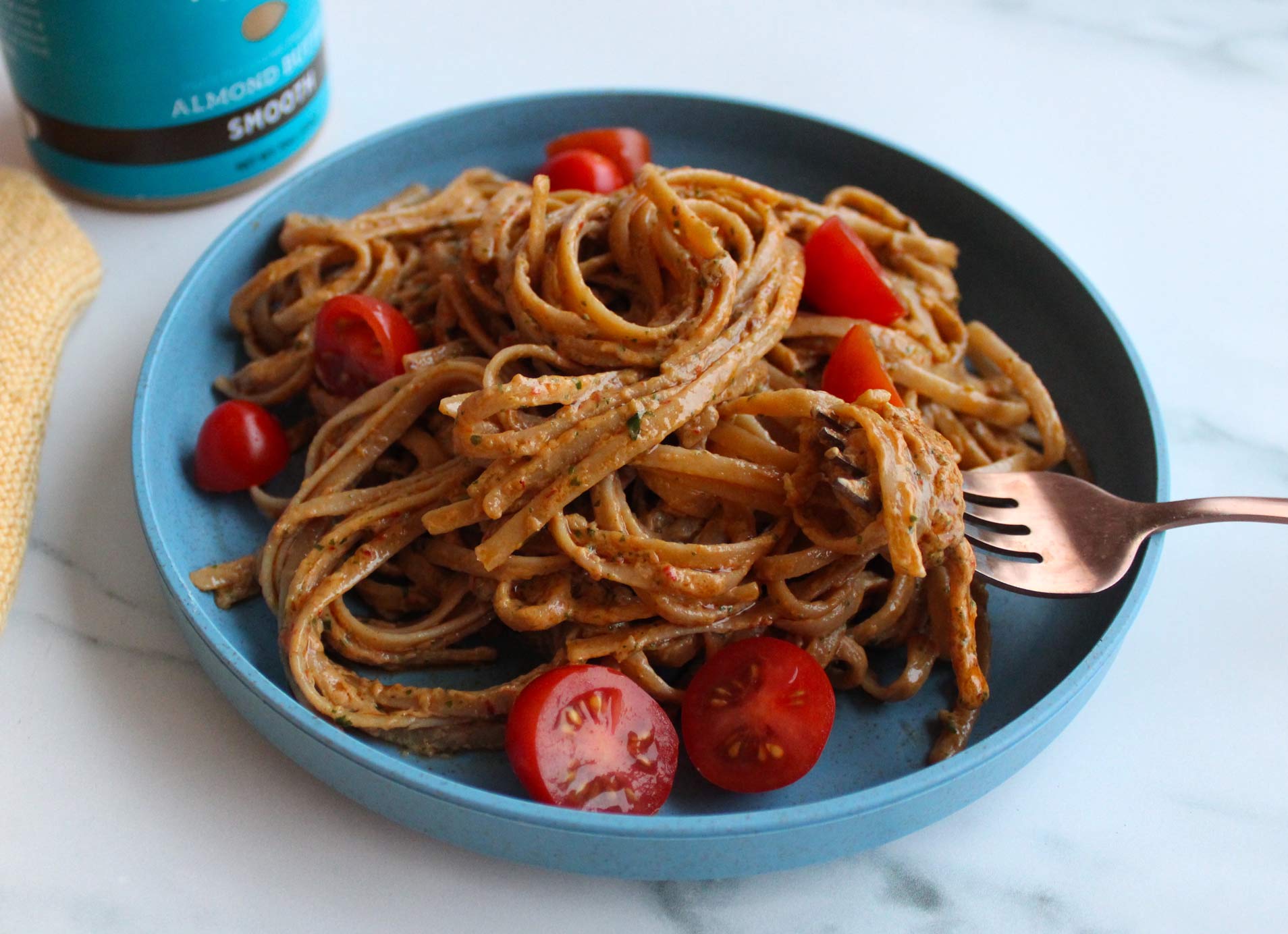 Pasta and Chipotle Almond Butter Sauce