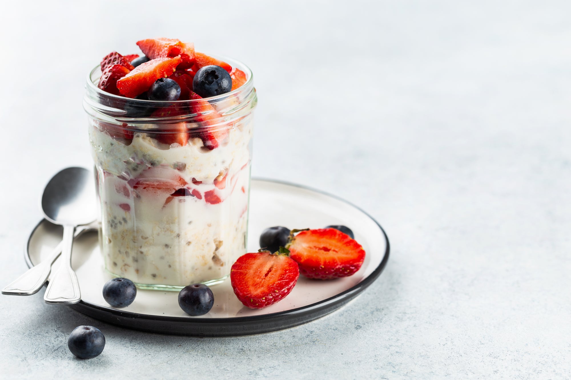 Red, White, and Blue Overnight Oats