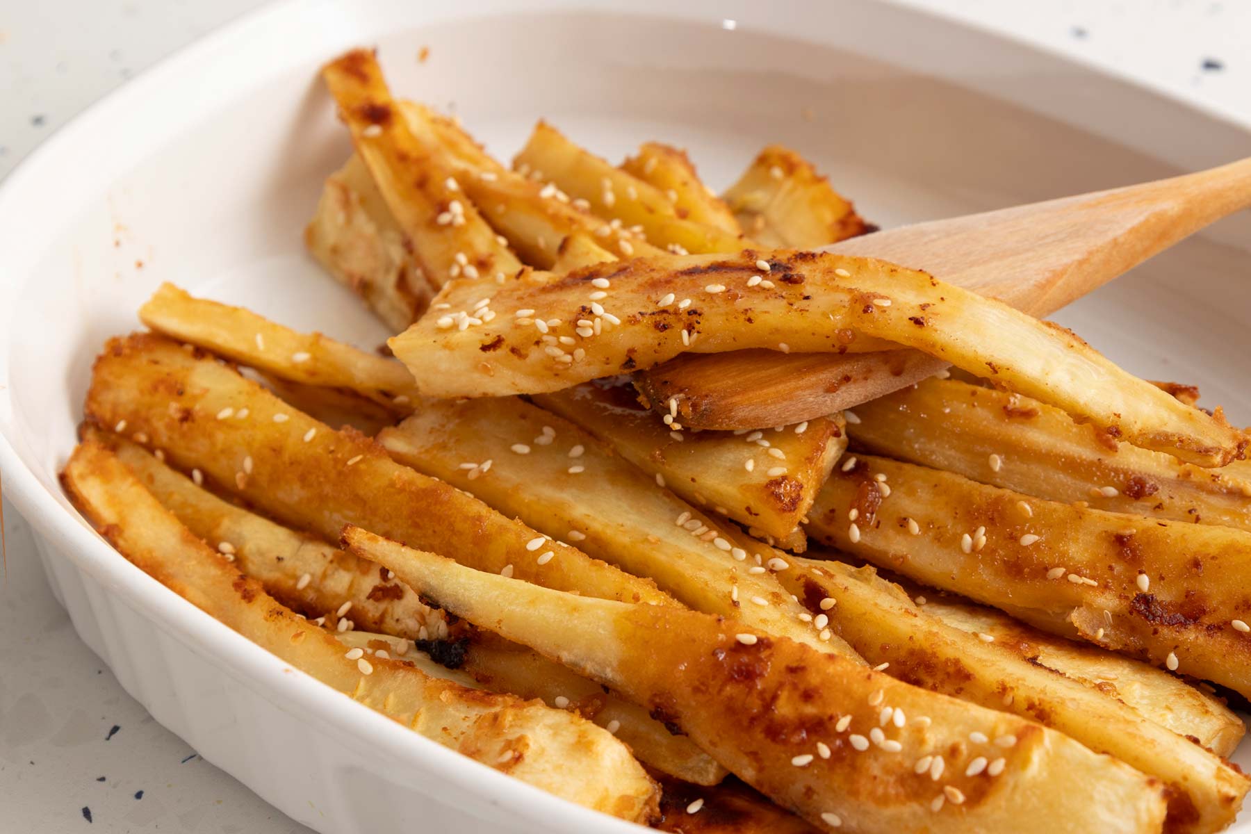 Maple Almond Butter Parsnips